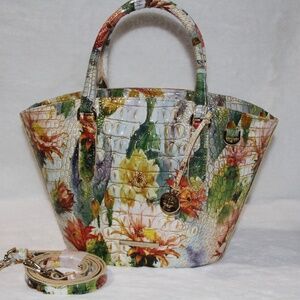 BRAHMIN Jenny Satchel Bag Tote Shoulder Bag Floral Succulent Bloom Purse